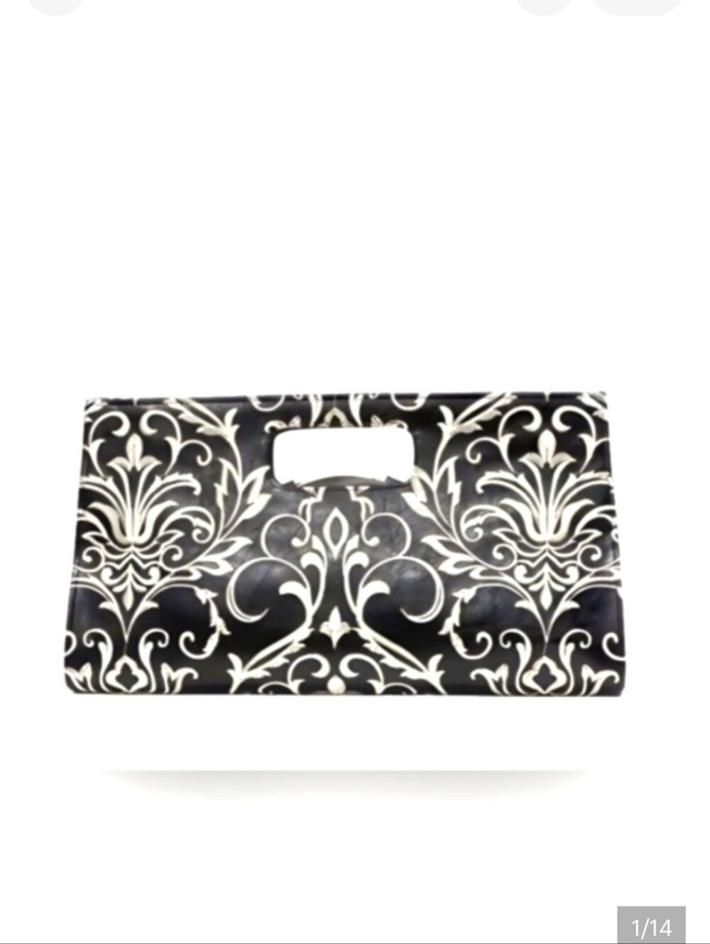 LIZ SOTO VINTAGE PAISLEY EMBROIDERED LEATHER CLUTCH WITH HIDDEN CROSSBODY CHAIN